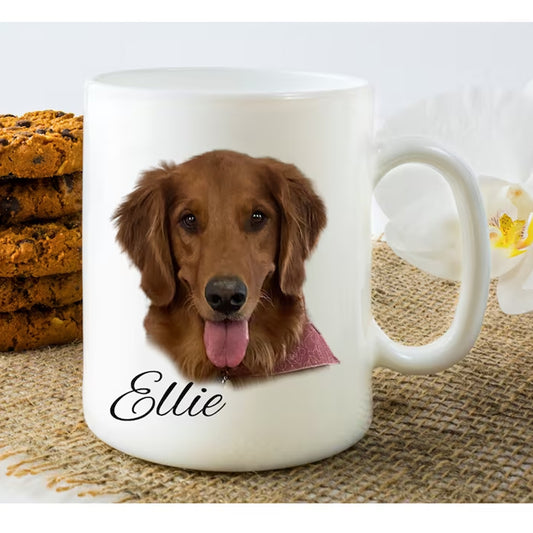 Personalised Pet Mug, Dog Coffee Mug, Pet Memorial, Dog Portrait Mug, Gift for Dog Lovers, Dog Mom, Custom Dog Portrait