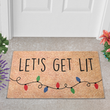 Let's Get Lit Funny Christmas Door Mat, Funny Christmas Doormat, Christmas Holiday Gift, Welcome Mat, Winter Decor