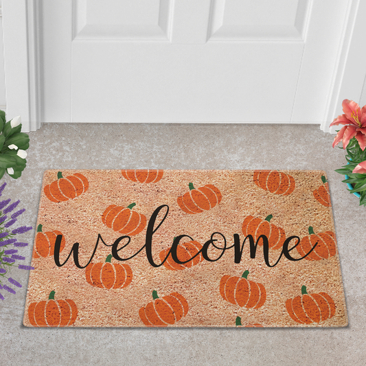 Welcome Pumpkin Pattern Door Mat, Fall Doormat, Welcome Mat, Cute Pumpkin Fall Door Mat, Fall Autumn Decor Gift, Home Doormat