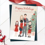 Custom Family Portrait Card, Couple Illustration, Christmas Gift, Personalized Cartoon Card