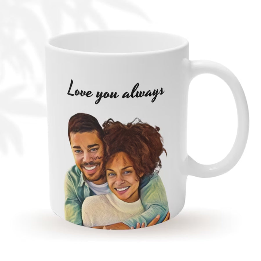Personalized Photo Coffee Mug, Custom Portrait Photo Mug , Anniversary Gift for Her/Him, Mug with Picture, Couple Gift