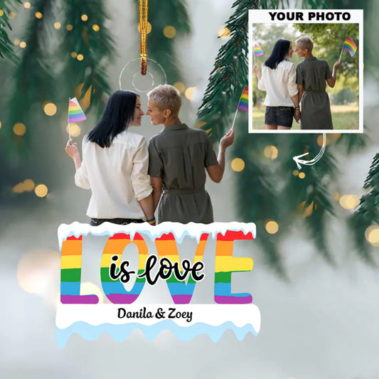 Custom Photo Ornament, LGBT Ornament, Gift For Couple, Anniversary Gift