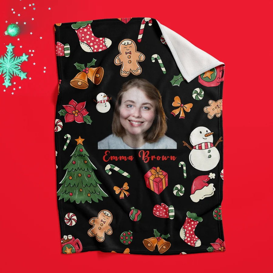 Custom Face Blanket, Personalized Photo Face Blanket, Custom Photo Blanket, Funny Gift, Minky Sherpa Fleece Blanket, Funny Gift For Family, Christmas Gift