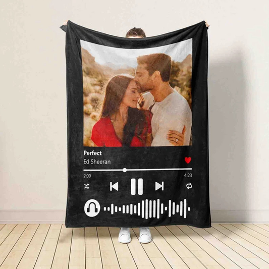 Personalized Couple Song Blanket, Wedding Anniversary Gift For Couple, Customized Couple Fleece Blanket, Couple Song Gift, Scannable Code, Christmas Gift, Couple Gifts
