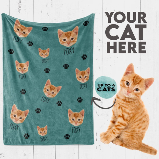 Customized Pet Face Blankets, Personalized Gift, Pet Photo Blanket, Cat Blanket, Pet Lovers Gift, Fleece Dog Blankets, Customized Photo Throws
