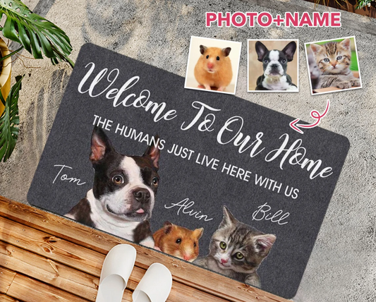 Custom Pet Doormat, Custom Pet Name and Photo, Cute Pet Doormat, Welcome Indoor Outdoor Entry Rug, Front Door Mat Rubber