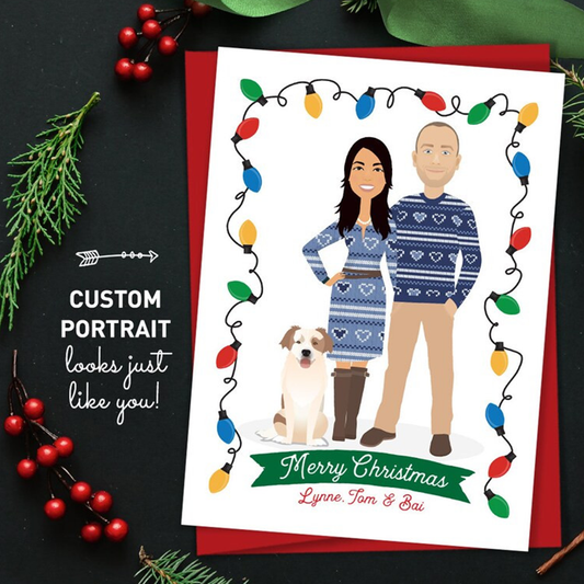 Personalized Family Portrait Illustration, Drawing From Photo, Holiday Card For Family, Christmas Gifts For Family