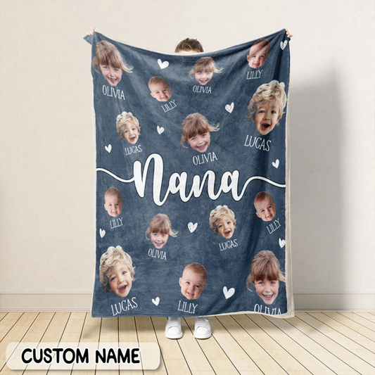 Personalized Grandparent Blanket, Custom Grandkids Photo Blanket,  Grandkid Blanket, Gifts for Grandma, Grandma Gift, Christmas Keepsake, Xmas Gift For Nana, Mimi, Gigi