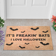 Its Freakin Bats I Love Halloween Door Mat, Funny Meme Doormat, Welcome Mat, Halloween Decor