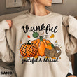 Thanksgiving Shirt, Thankful T-Shirt, Thankful Grateful Blessed Shirt, Leopard Pumpkin Print Fall Shirt, Love Fall Y'All Tee