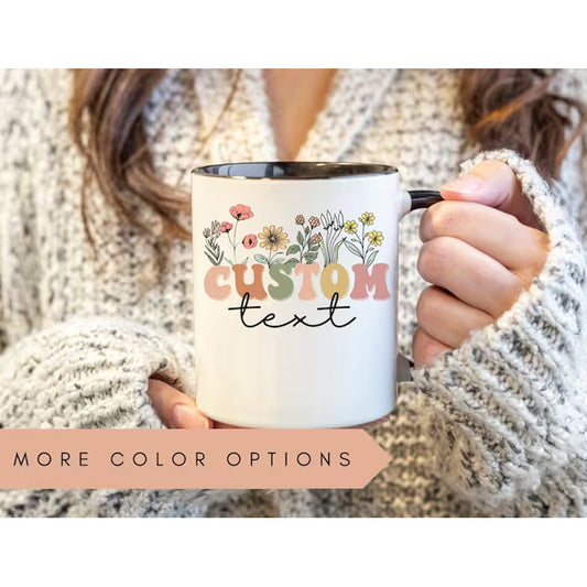 Custom Wildflower Mug, Custom Mug, Personalized Mug, Personalized Coffee Mug,Custom Family Mug, Custom Coffee Mug