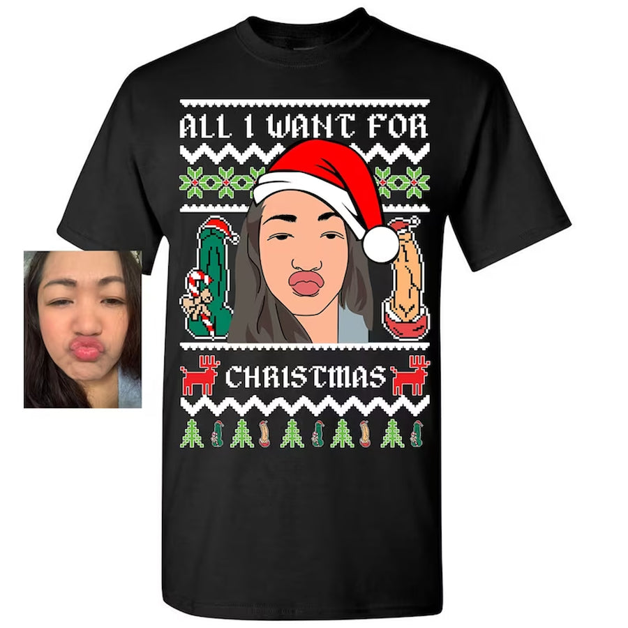 Personality Photo Christmas T Shirt, Funny Xmas Shirt, Christmas Custom Ugly Shirt, Funny Christmas Tee, Christma Gift