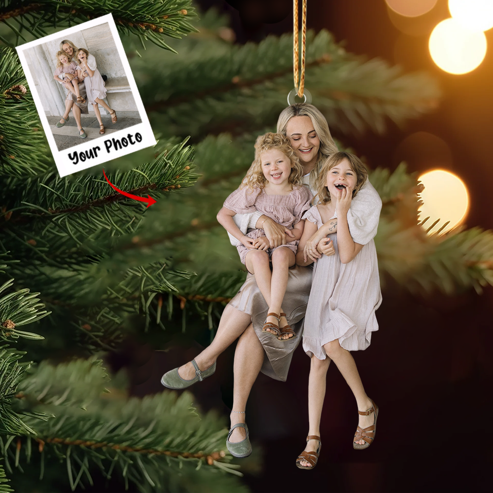 Custom Photo Ornament, Family Christmas Ornaments, Mom and Daughter Ornament, Xmas Gift