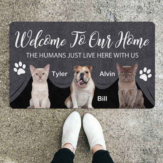 Custom Pet Doormat, Custom Pet Name and Photo, Cute Pet Doormat, Welcome Indoor Outdoor Entry Rug, Front Door Mat Rubber