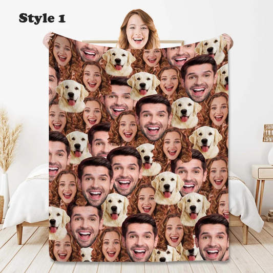 Custom Face Blanket, Personalized Blanket, Customized Blanket with Your Photo, Funny Gift, Minky Sherpa Fleece Blanket, Birthday, Christmas Gift