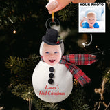 Custom Photo Ornament, Gift For Baby, First Christmas Ornament, Christmas Gift For Kids, Snowman Ornament