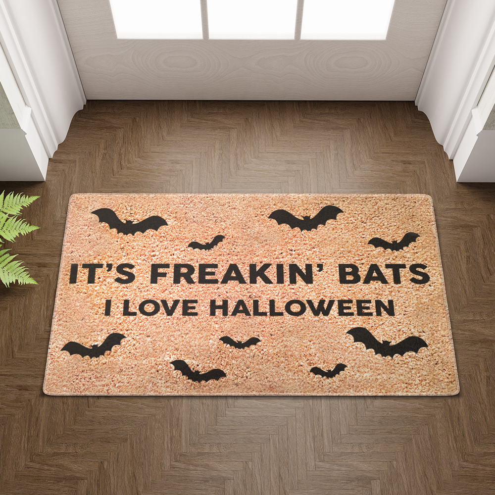 Its Freakin Bats I Love Halloween Door Mat, Funny Meme Doormat, Welcome Mat, Halloween Decor