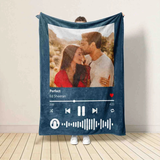 Personalized Couple Song Blanket, Wedding Anniversary Gift For Couple, Customized Couple Fleece Blanket, Couple Song Gift, Scannable Code, Christmas Gift, Couple Gifts