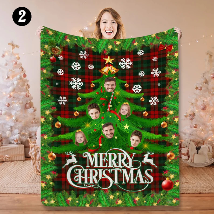 Custom Fanily Faces Blanket, Minky Sherpa Fleece Blanket, Funny Gift For Family, Christmas Gift, Face Plush Blanket, Funny Face Blanket