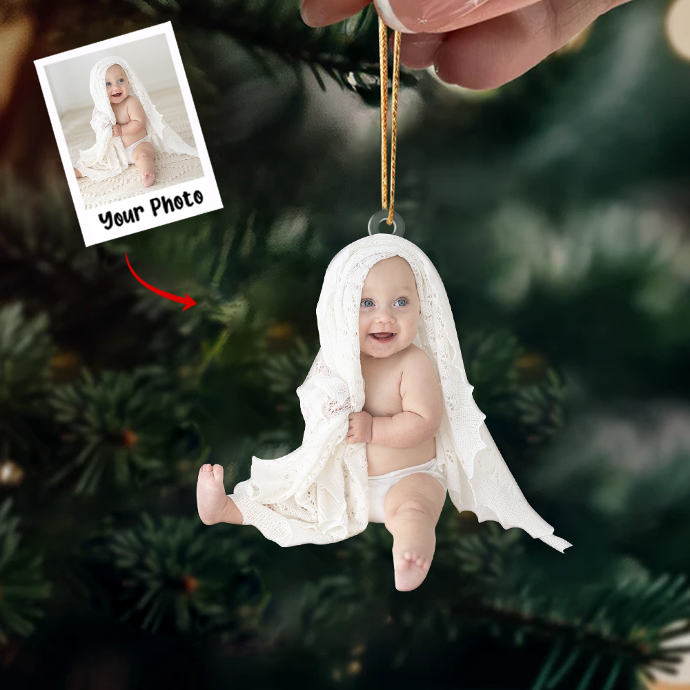 Custom Photo Ornament, Baby Ornament, Christmas Ornament 2023, Xmas Gift for Kid