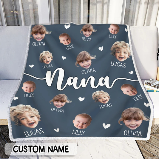 Personalized Grandparent Blanket, Custom Grandkids Photo Blanket,  Grandkid Blanket, Gifts for Grandma, Grandma Gift, Christmas Keepsake, Xmas Gift For Nana, Mimi, Gigi