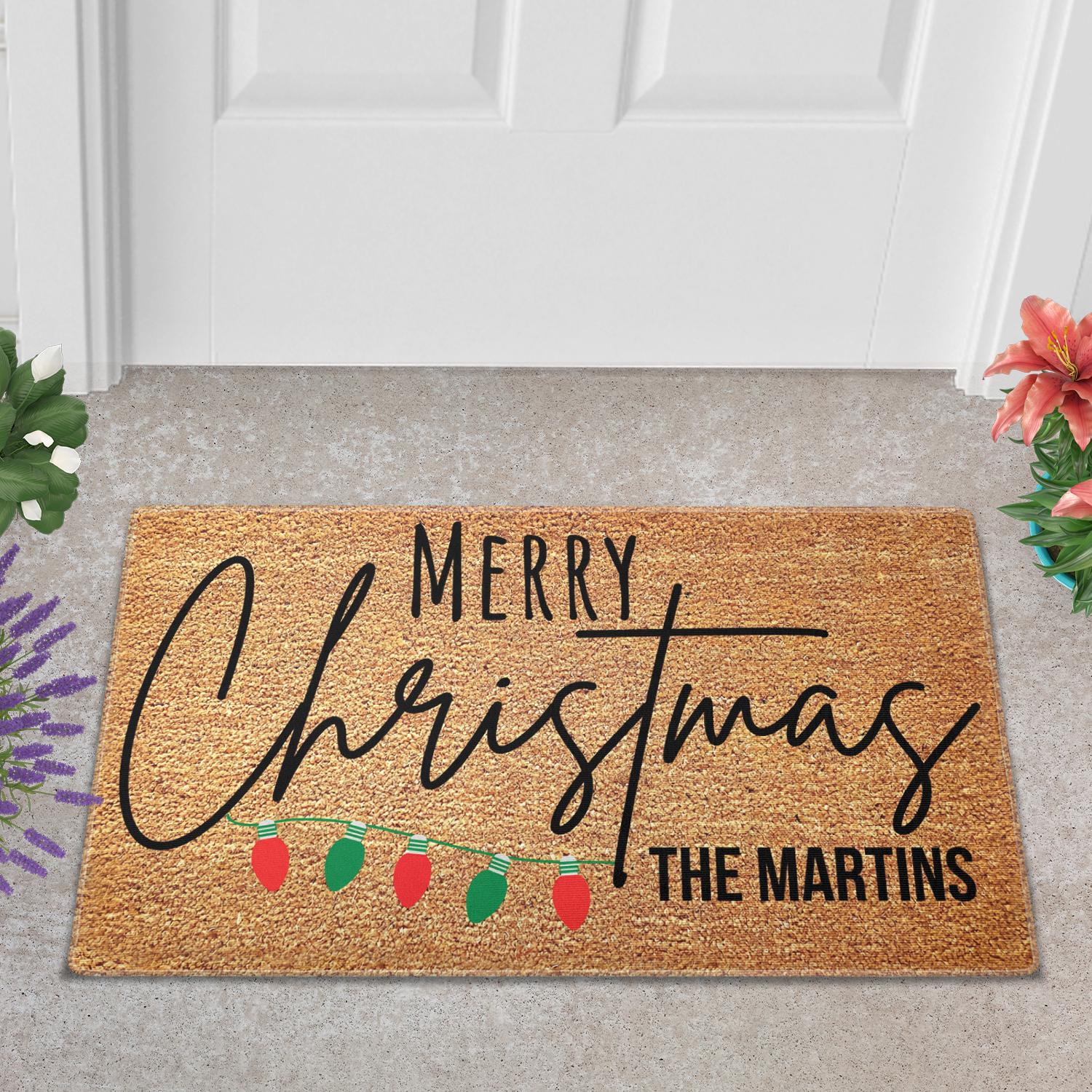 Personalized Christmas Doormat, Family Name Doormat, Merry Christmas Doormat, Christmas Decor, Family Name Doormat