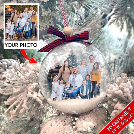 Personalized Family Photo Ornament, 3D Christmas Ball Ornament, Christmas Gift For Family, Family Members