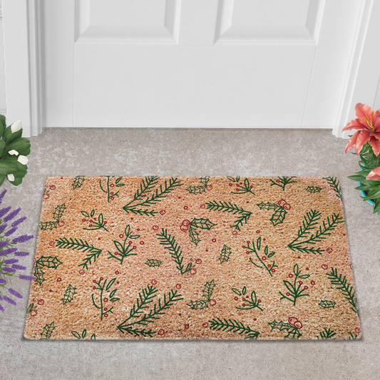 Holly Branches Pattern Doormat