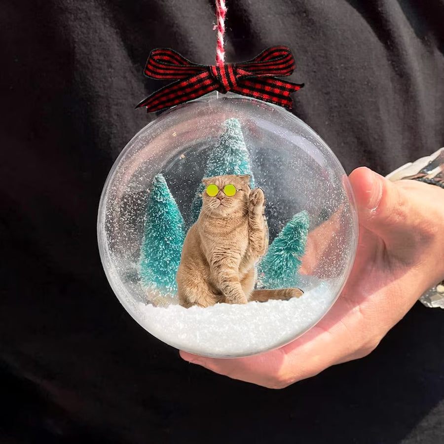 Personalized Pet Photo Ornament, 3D Christmas Ball Ornament, Pet Lovers Gift | Pet Ball