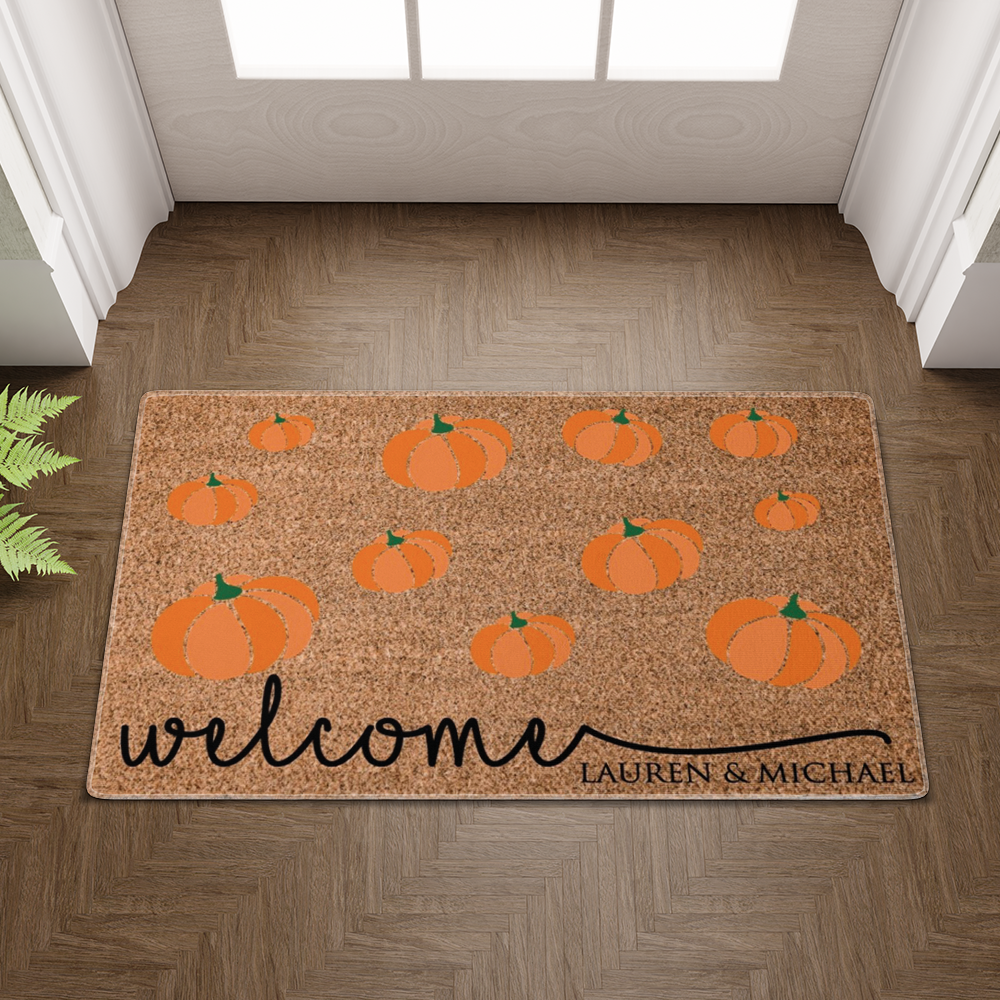 Welcome Pumpkin Pattern Door Mat, Fall Doormat, Welcome Mat, Cute Pumpkin Fall Door Mat, Fall Autumn Decor Gift, Home Doormat