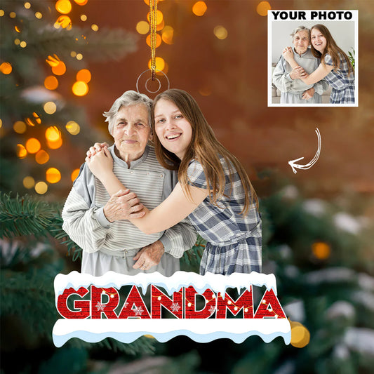 Custom Photo Ornament, Family Photo Gift, Grandma with Kid Ornament, Gift For Grandparent