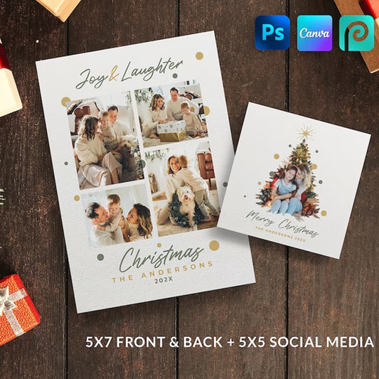 Christmas Tree Card, Photo Christmas Card Template, Printable Christmas Card, Personalized Holiday Card with Photo, Picture Christmas Card