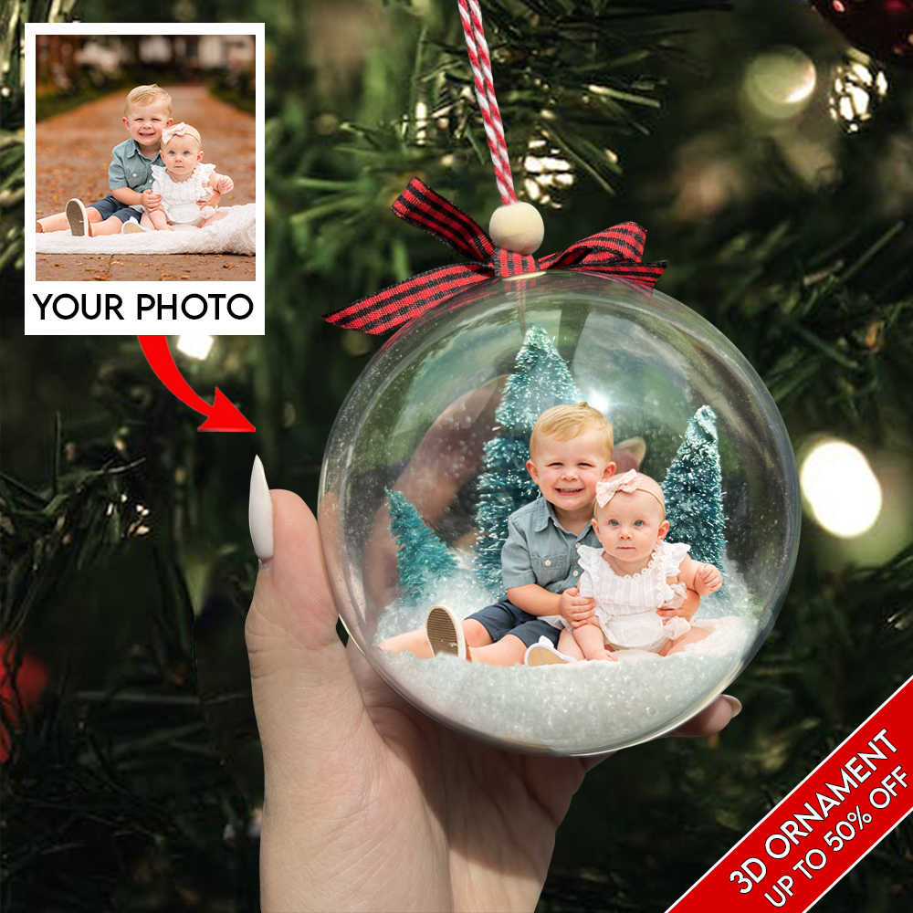 Custom Photo Ornament, 3D Christmas Ball Ornament, Gift for Baby, Baby First Christmas