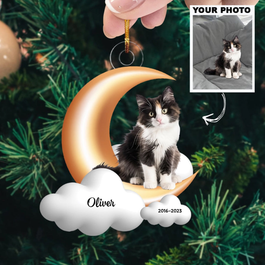 Custom Pet Photo Ornament, Pet Memorial Ornament, Pet Loss Gift | Pet Moon