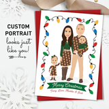 Personalized Family Portrait Illustration, Drawing From Photo, Holiday Card For Family, Christmas Gifts For Family