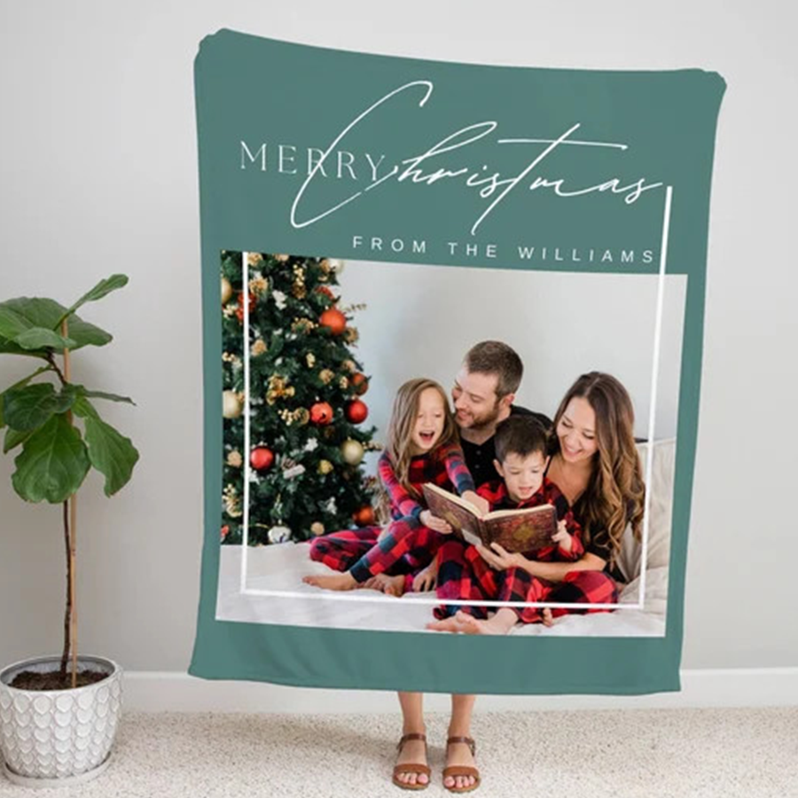 Custom Photo Blanket, Family Photo Memorial Throw, Personalized Family Gift, Christmas Keepsake, Xmas Gift For Family