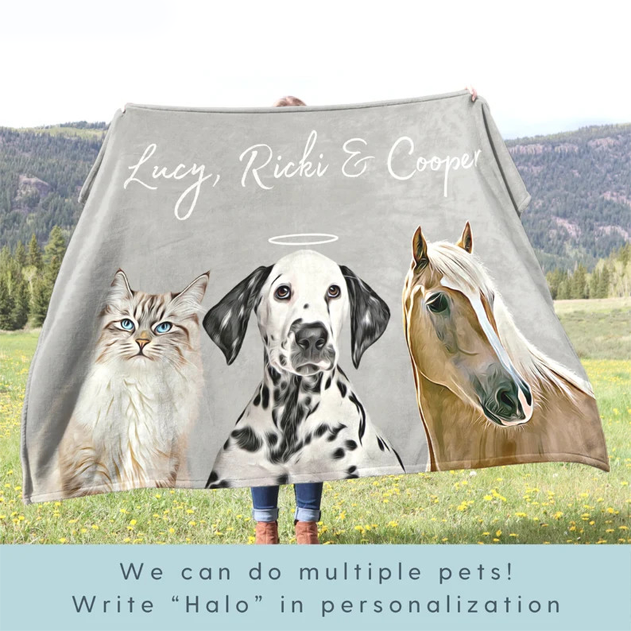 Custom Pet Photo Blanket, Custom Pet Name, Personalized Dog Blankets, Cat Picture Blanket, Pet Lovers Gift, Christmas Keepsake