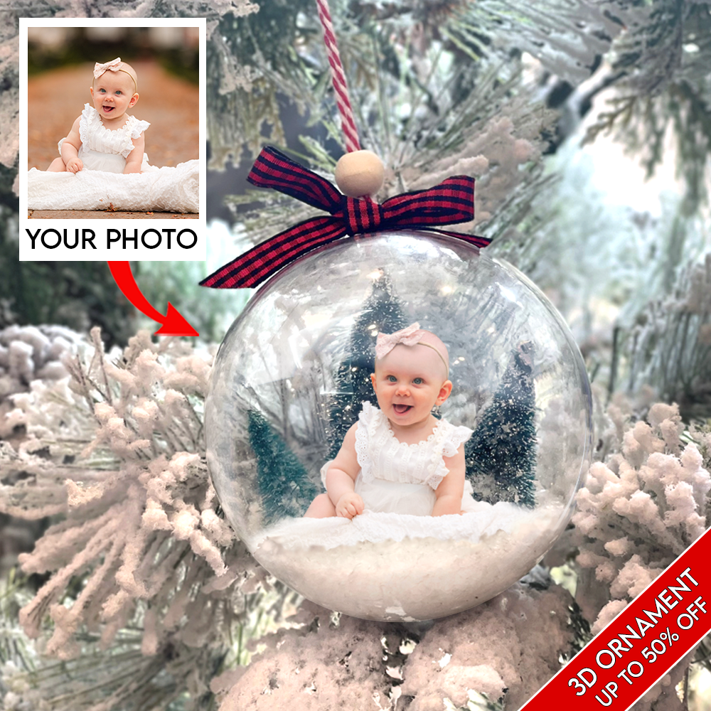 Custom Photo Ornament, 3D Christmas Ball Ornament, Christmas Gift For Family Members, Husband, Wife