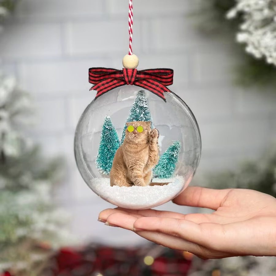 Personalized Pet Photo Ornament, 3D Christmas Ball Ornament, Pet Lovers Gift | Pet Ball