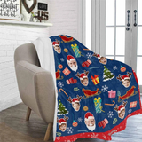 Custom Fanily Faces Christmas Blanket, Minky Sherpa Fleece Blanket, Family Blanket, Personalized Gift For Family, Funny Family Christmas Gift