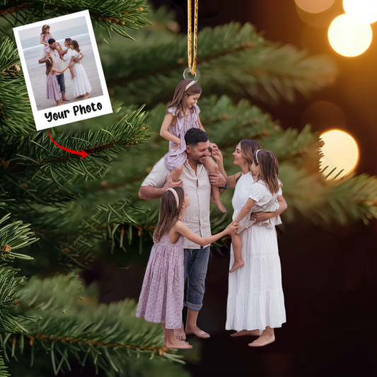 Custom Photo Ornament, Family Christmas Ornaments, Xmas Gift, Gift For Family Members