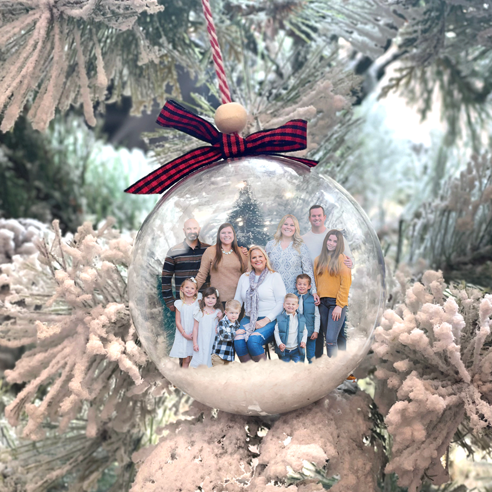 Personalized Family Photo Ornament, 3D Christmas Ball Ornament, Christmas Gift For Family, Family Members
