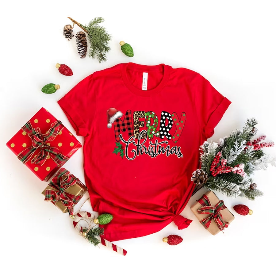 Merry Christmas Buffalo Plaid Shirt, Christmas T-Shirt, Christmas Gift, Women Christmas Shirts, Christmas Tshirt, Xmas