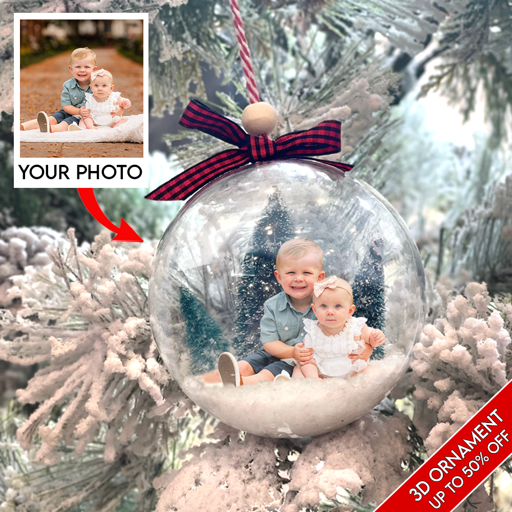 Custom Photo Ornament, 3D Christmas Ball Ornament, Wedding, Christmas Gift For Couple, Husband, Wife | Ball Married 1