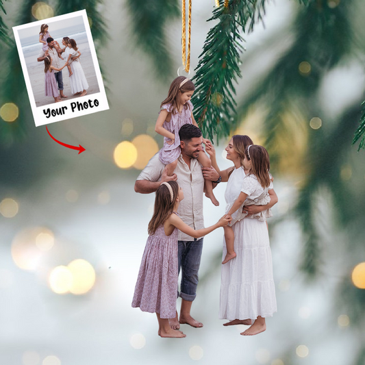 Custom Photo Ornament, Family Christmas Ornaments, Xmas Gift, Gift For Family Members