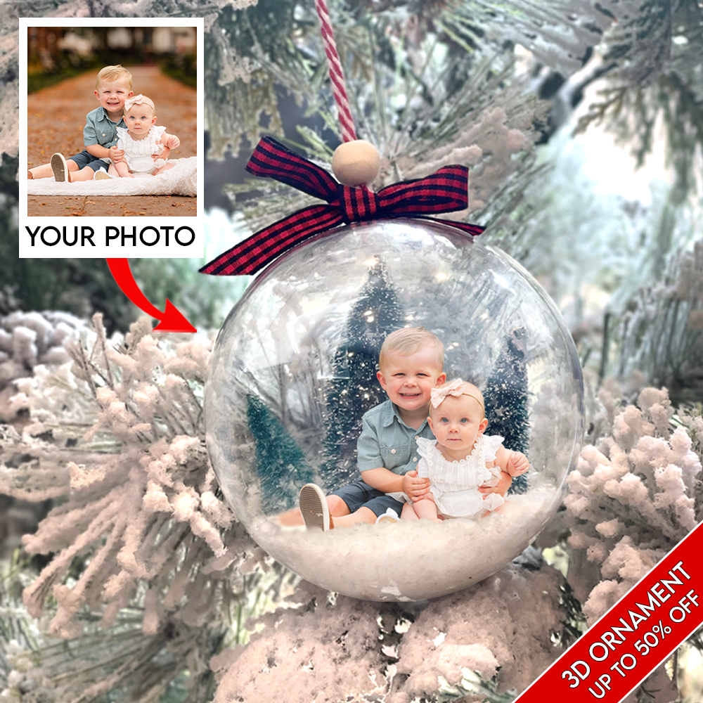 Custom Photo Ornament, 3D Christmas Ball Ornament, Christmas Gift For Family Members, Husband, Wife