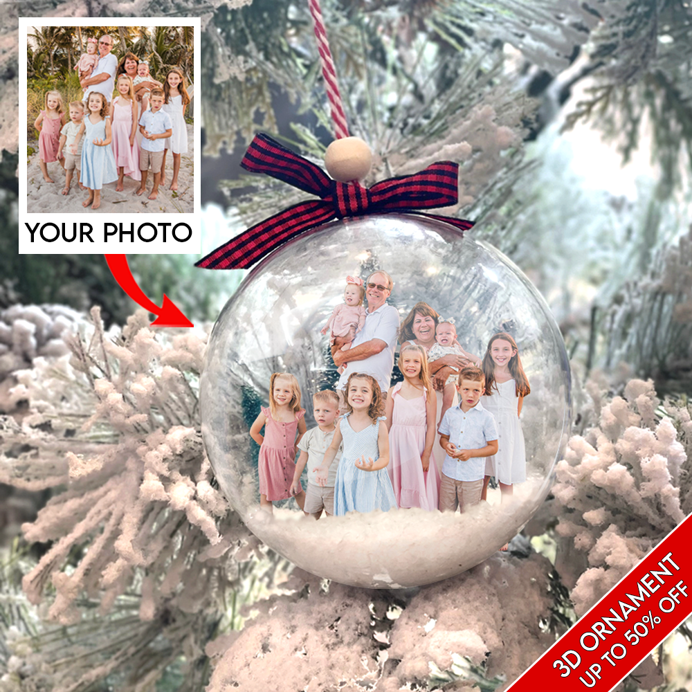 Custom Photo Ornament, 3D Christmas Ball Ornament, Christmas Gift For Family Members, Husband, Wife