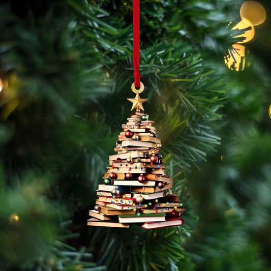 Christmas Book Tree Ornament, Book Lover Christmas Ornament, Christmas Gifts for Book Lovers, Librarian, Book Worms