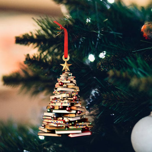 Christmas Book Tree Ornament, Book Lover Christmas Ornament, Christmas Gifts for Book Lovers, Librarian, Book Worms