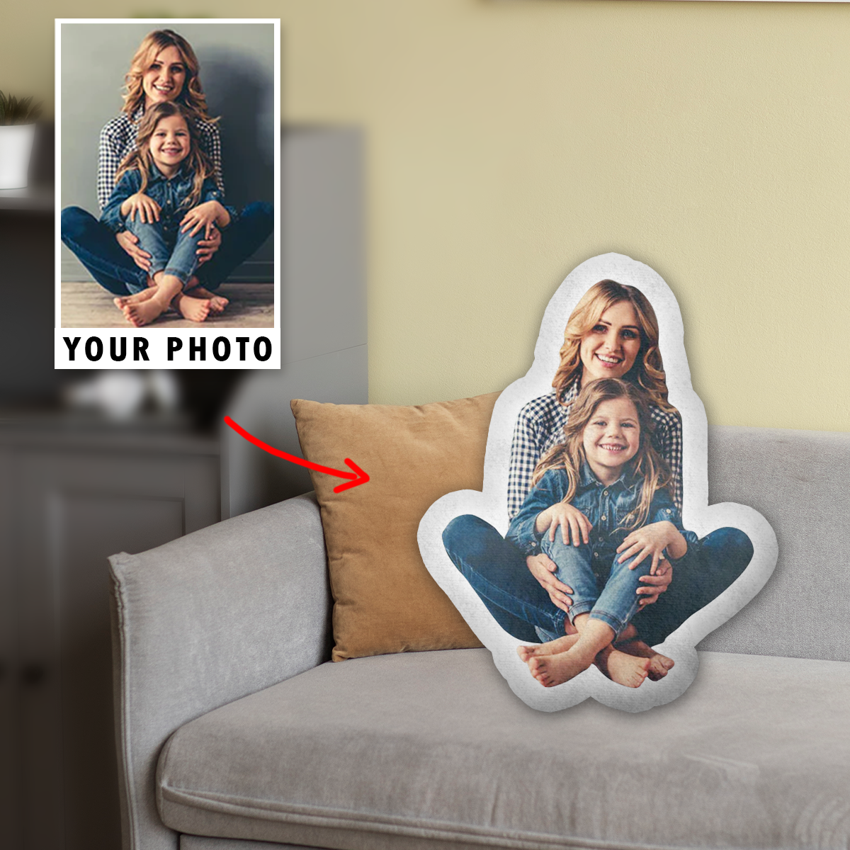 Custom Shape Pillow, Best Gift For Mom, Custom Pillow with Photo,  Gift For Mom,  Personalized Pillow With Photo, Home Decor, Mother's Day Pillow